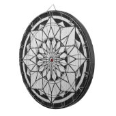 Star Mandala breit zwart & wit Dartbord (Voorkant Rechts)