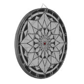 Star Mandala breit zwart & wit Dartbord (Voorkant Links)