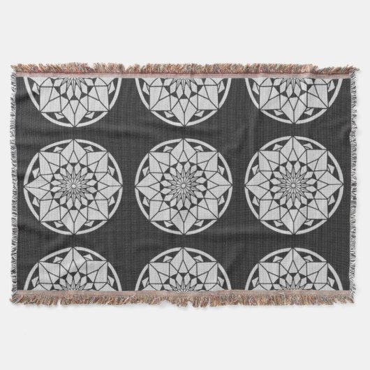 Star Mandala breit zwart & wit Deken (Voorkant)