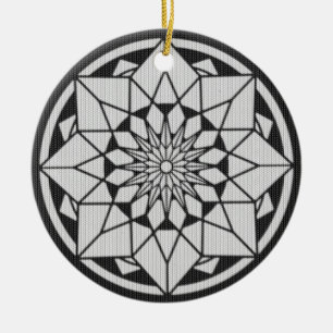 Star Mandala breit zwart & wit Keramisch Ornament