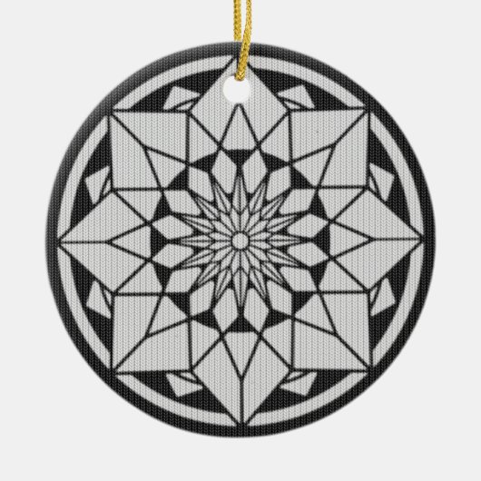 Star Mandala breit zwart & wit Keramisch Ornament (Voorkant)