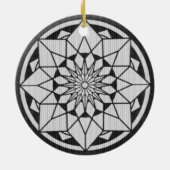 Star Mandala breit zwart & wit Keramisch Ornament (Achterkant)