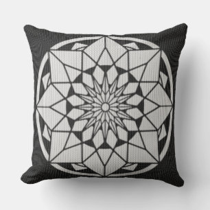 Star Mandala breit zwart & wit Kussen