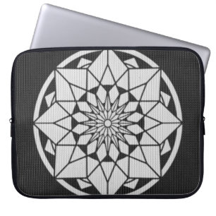 Star Mandala breit zwart & wit Laptop Sleeve