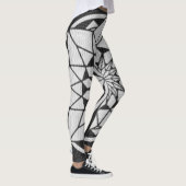 Star Mandala breit zwart & wit Leggings (Rechts)