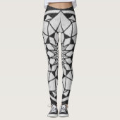 Star Mandala breit zwart & wit Leggings (Voorkant)