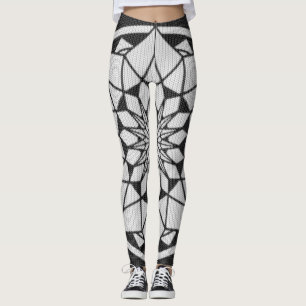 Star Mandala breit zwart & wit Leggings