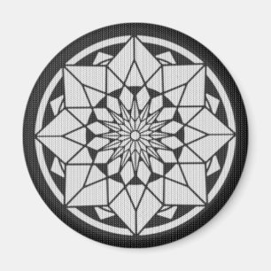 Star Mandala breit zwart & wit Magneet