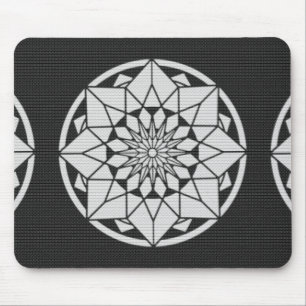 Star Mandala breit zwart & wit Muismat