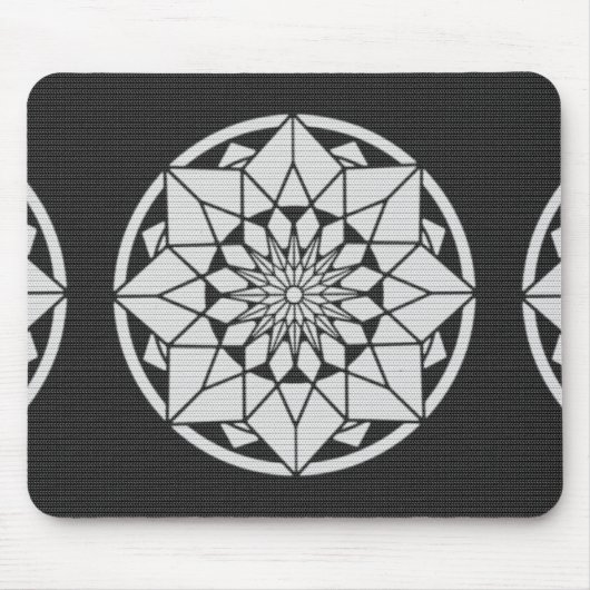 Star Mandala breit zwart & wit Muismat (Voorkant)
