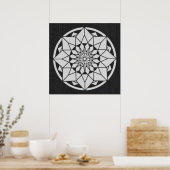 Star Mandala breit zwart & wit Poster (Keuken)
