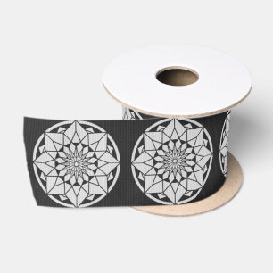 Star Mandala breit zwart & wit Satijnen Lint