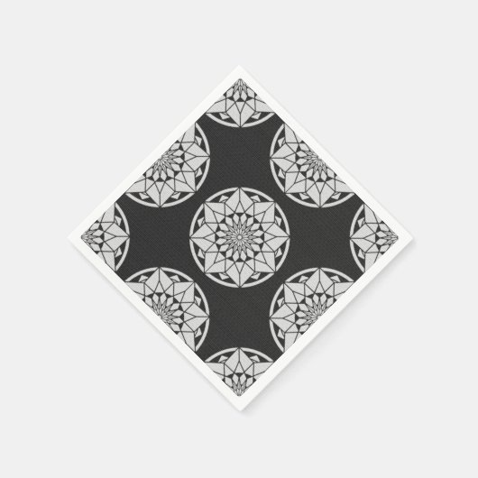 Star Mandala breit zwart & wit Servet (Hoek)