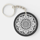 Star Mandala breit zwart & wit Sleutelhanger (Voorkant)