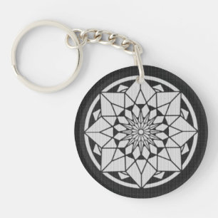 Star Mandala breit zwart & wit Sleutelhanger