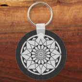 Star Mandala breit zwart & wit Sleutelhanger (Voorkant)