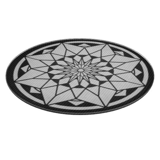 Star Mandala breit zwart & wit Snijplank (Hoek)
