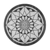 Star Mandala breit zwart & wit Snijplank (Voorkant)