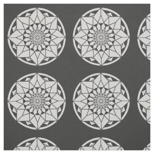 Star Mandala breit zwart & wit Stof (Swatch)