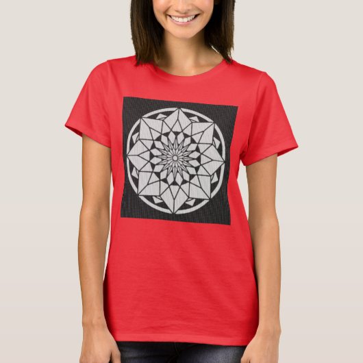 Star Mandala breit zwart & wit T-shirt (Voorkant)