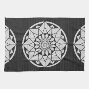 Star Mandala breit zwart & wit Theedoek