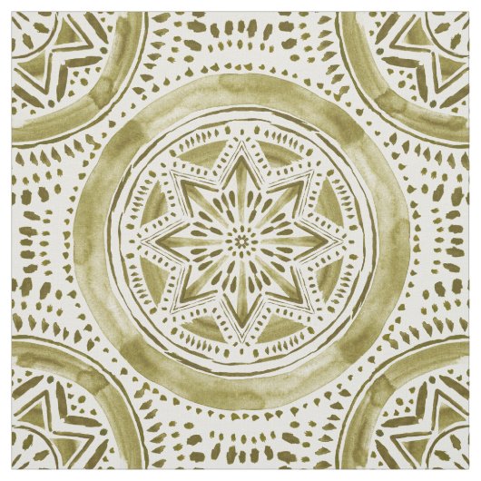 STAR MANDALA Gold Holiday Medallion Stof (Swatch)