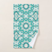 Star Mandala Pattern, Aqua, Turquoise, Cream Bad Handdoek (Handdoek)