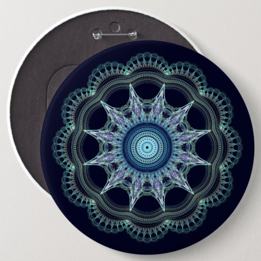 Star mandala ronde button 6,0 cm (Voorkant /achterkant)