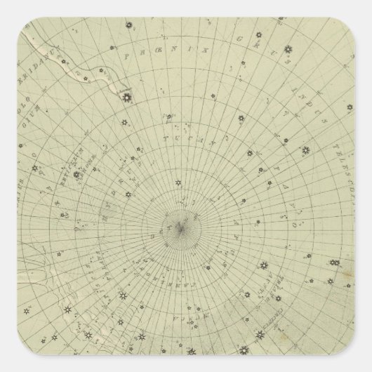 Star map - South polar region Vierkante Sticker (Voorkant)