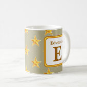 Star Monogram Geel Goud Familienaam Initiaal Koffiemok (Voorkant rechts)
