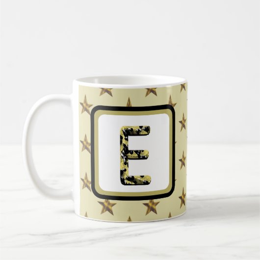 Star Monogram Gold Elegant Familienaam Initiaal Koffiemok (Links)