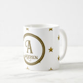 Star Monogram Golden Star Pattern Family Initiaal Koffiemok (Voorkant rechts)