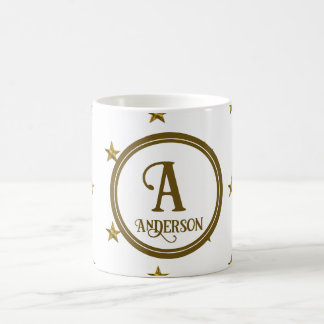 Star Monogram Golden Star Pattern Family Initiaal Koffiemok