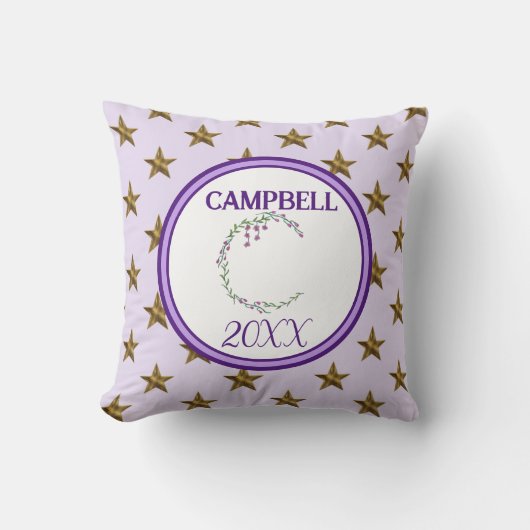 Star Monogram Initiaal Bloemen Natuur Home Decor Kussen (Voorkant)