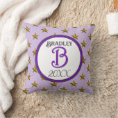 Star Monogram Initiaal Paarse Decor Keepsake Kussen (Deken)