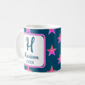 Star Monogram Initiaal Roze Blauw Kleurrijk Koffiemok (Voorkant links)