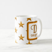 Star Monogram Initiaal Sinaasappel Gold Familienaa Koffiemok (Voorkant rechts)