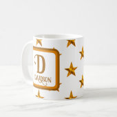 Star Monogram Initiaal Sinaasappel Gold Familienaa Koffiemok (Voorkant links)