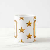Star Monogram Initiaal Sinaasappel Gold Familienaa Koffiemok (Center)