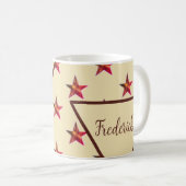 Star Monogram Red Tan Keepsake Family Initiaal Koffiemok (Voorkant rechts)