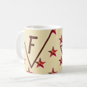 Star Monogram Red Tan Keepsake Family Initiaal Koffiemok (Voorkant links)