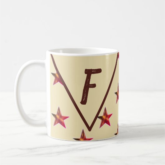 Star Monogram Red Tan Keepsake Family Initiaal Koffiemok (Links)