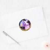 *~* Star Moon Fairy Tales Gold Glitter Castle Ronde Sticker (Envelop)