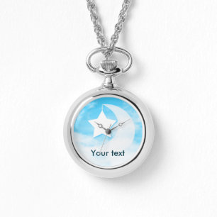 Star & Moon Women's Wraparound Silver Watch Horloge