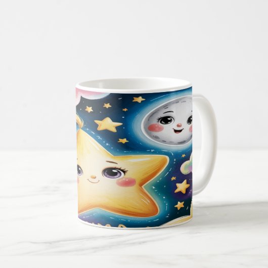 Star Mug Design – Minimalist Celestial Cup Art Koffiemok (Voorkant rechts)