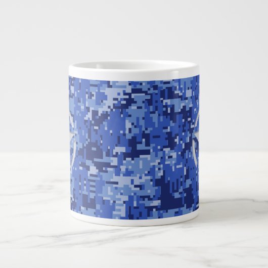Star Navy Blue Digital Camouflage Grote Koffiekop (Voorkant)