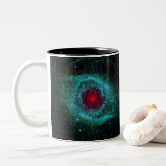 Star nebula ruimteastronomie Science Tweekleurige Koffiemok (Met donut)