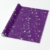 Star night - paars cadeaupapier (Uitgerold)