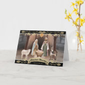 Star of Bethlehem Nativity Scene Black Gold Kaart (Gele Bloem)