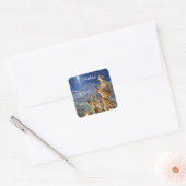 Star of Bethlehem Shepherds Kerst Kaart Vierkante Sticker (Envelop)